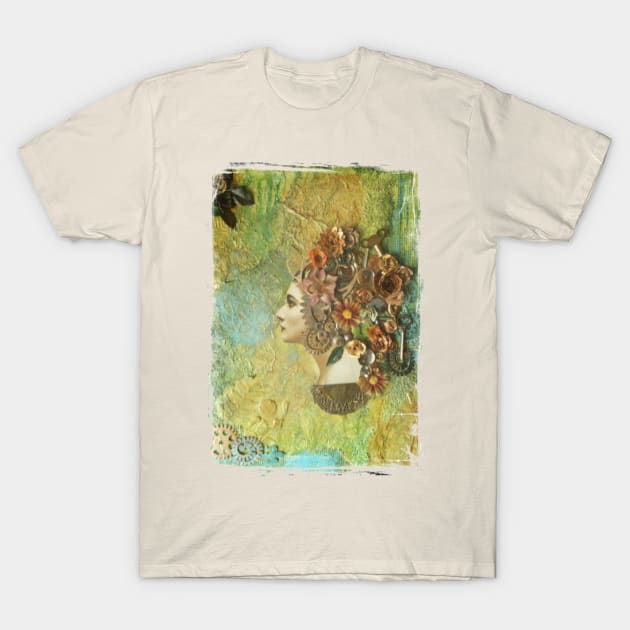 Steampunk woman painting square T-Shirt by farq